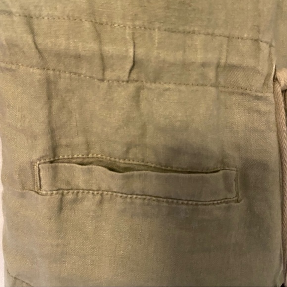 Cynthia Rowley Womens Size Large Army Green 100% Linen Drawstring Waist Jacket - Picture 6 of 16